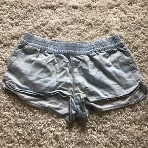 Light wash denim shorts
